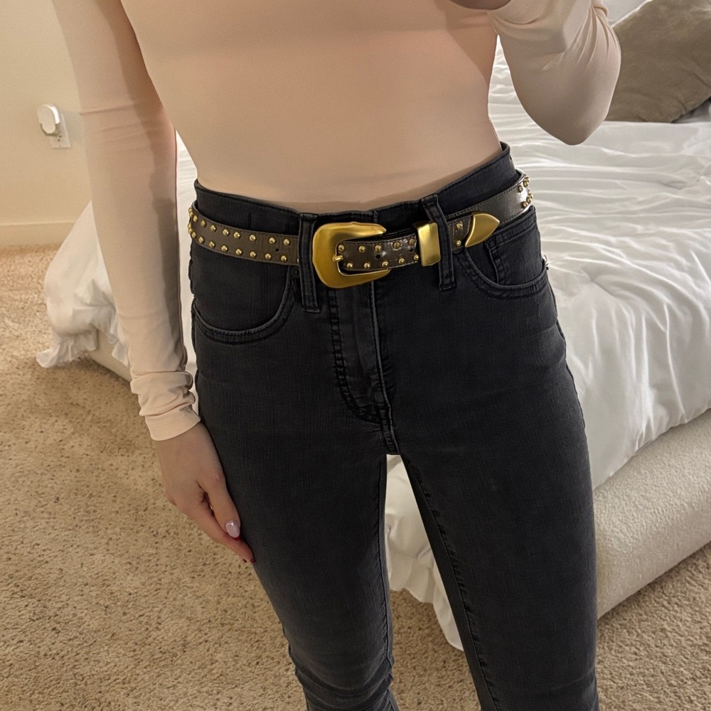 Added extras Gold Studded Belt metallic belt small leather